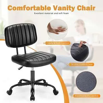 Sweetcrispy Small Adjustable Office Chair with Wheels