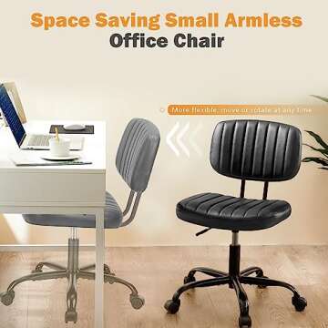 Sweetcrispy Small Adjustable Office Chair with Wheels