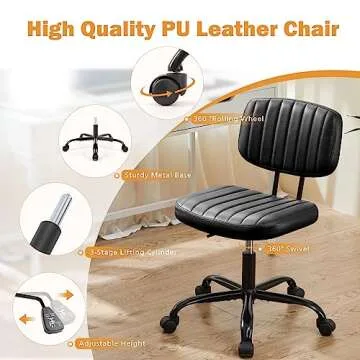 Sweetcrispy Small Adjustable Office Chair with Wheels