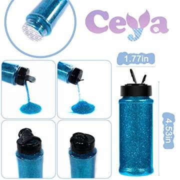 Ceya 3.5oz/ 100g Ultra Fine Glitter Powder Turkish Blue Crafts Glitter 1/128” 0.008” 0.2mm for Slime Epoxy Resin Craft Tumbler Jewelry Nail Art Festival Makeup Scrapbook Painting Wedding Cards