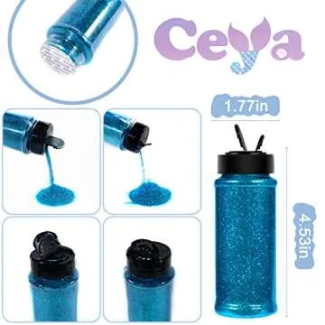 Ceya 3.5oz/ 100g Ultra Fine Glitter Powder Turkish Blue Crafts Glitter 1/128” 0.008” 0.2mm for Slime Epoxy Resin Craft Tumbler Jewelry Nail Art Festival Makeup Scrapbook Painting Wedding Cards