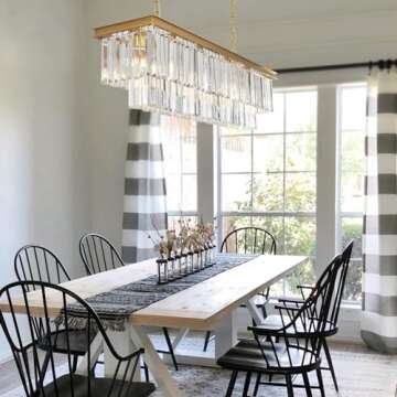 MEELIGHTING L39.4 W10.2 Gold Rectangle Modern Crystal Chandeliers Lighting Pendant Ceiling Lights Fi...