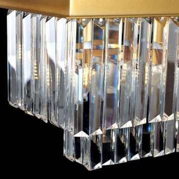 MEELIGHTING L39.4 W10.2 Gold Rectangle Modern Crystal Chandeliers Lighting Pendant Ceiling Lights Fixture Lamp for Dining Living Room