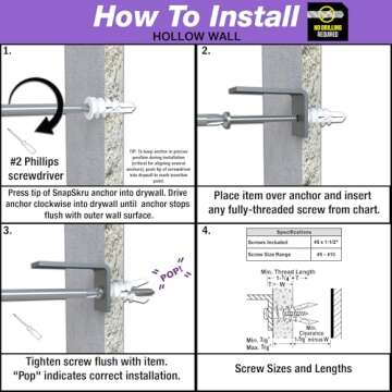 TOGGLER SnapSkru Self-Drilling Drywall Anchors Pack of 20