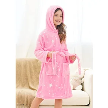 Doctor Unicorn Soft Hooded Rainbow Bathrobe Sleepwear for Girls