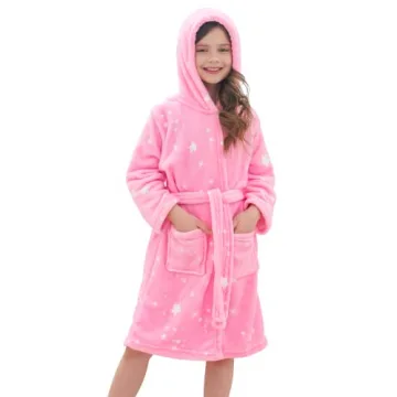 Doctor Unicorn Soft Hooded Rainbow Bathrobe Sleepwear for Girls