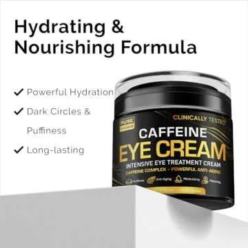 Caffeine Eye Cream For Anti Aging, Dark Circles, Bags, Puffiness. Great Under Eye Skin + Face Tightening, Eye Lift Treatment For Men & Women 1.7oz