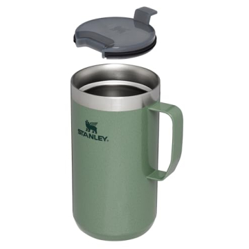 Stanley Stay Hot Camp Mug - Durable 18/8 Stainless Steel Insulated Mug - Splash-Free Tritan™ Drink-Thru Lid - 24 OZ - Hammertone Green