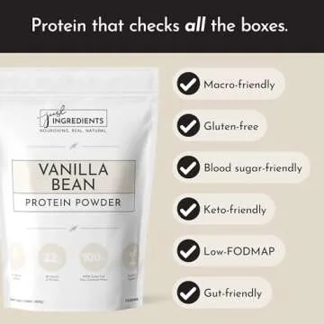 JUST INGREDIENTS Vanilla Protein Powder | 15 Servings | 100% Grass-Fed Whey | Non-GMO, Gluten-Free, No Artificial Flavors