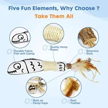 SNOWLOVE Catnip Toys Pack with Feathers & Bells for Cats