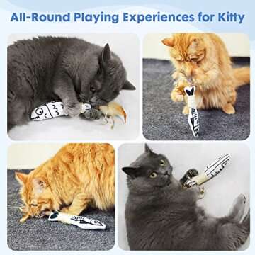 SNOWLOVE Catnip Toys Pack with Feathers & Bells for Cats