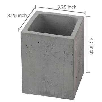 MyGift Modern Gray-Tone Concrete Desktop Pencil Holder Cup and Pen Holder, Office Stationery Organizer, Set of 3