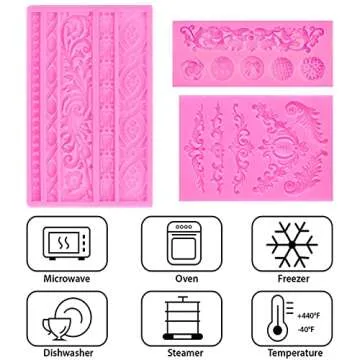 3 Pcs Baroque Silicone Mold Set for Cake and Crafts