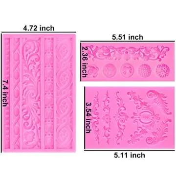 3 Pcs Baroque Silicone Mold Set for Cake and Crafts