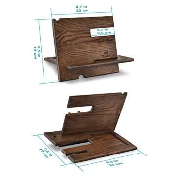 TESLYAR Gifts for Men Wood Phone Docking Station Ash Key Hooks Holder Wallet Stand Watch Organizer Men Husband Nightstand Purse Tablet Boyfriend Father Graduation Male Gadgets