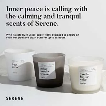 Hidden Label Large Scented Candle, Vanilla Butter Cake, 30oz 3 Wick Huge Candle, Serene Collection Slow Burn Natural Soy Candles for Home Scented