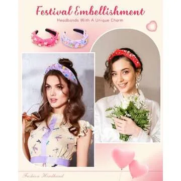 Yuxung Valentines Day Headbands Set of 4 for Women