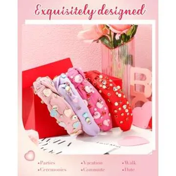 Yuxung Valentines Day Headbands Set of 4 for Women