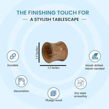 Rustic Napkin Rings Set of 12, Wooden Napkin Holders, Napkin Rings Bulk for Party Decoration, Dinning Table, Everyday, Family Gatherings - A Great Tabletop Décor