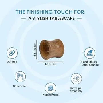 Rustic Napkin Rings Set of 12, Wooden Napkin Holders, Napkin Rings Bulk for Party Decoration, Dinning Table, Everyday, Family Gatherings - A Great Tabletop Décor