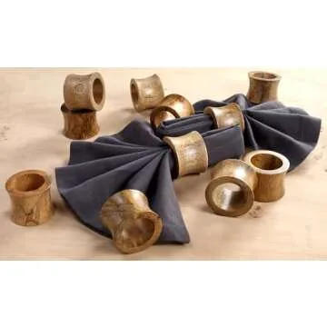 Rustic Napkin Rings Set of 12, Wooden Napkin Holders, Napkin Rings Bulk for Party Decoration, Dinning Table, Everyday, Family Gatherings - A Great Tabletop Décor