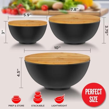 Stylish Bamboo Bowl Set With Cutting Board Lids