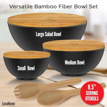 Stylish Bamboo Bowl Set With Cutting Board Lids