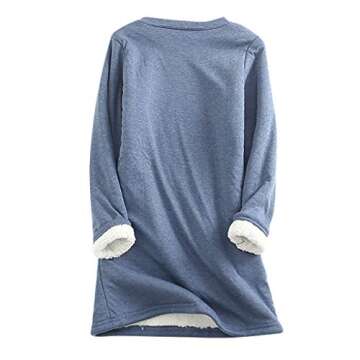 Womens Warm Sherpa Lined Tops Fleece Crewneck Sport Sweatshirts Pullover Long Sleeve Loungewear Letter Print Tees