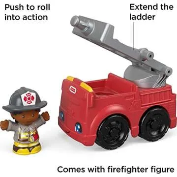 Fisher-Price Little People Toddler Toy to The Rescue Fire Truck Push Along Vehicle with Firefighter ...
