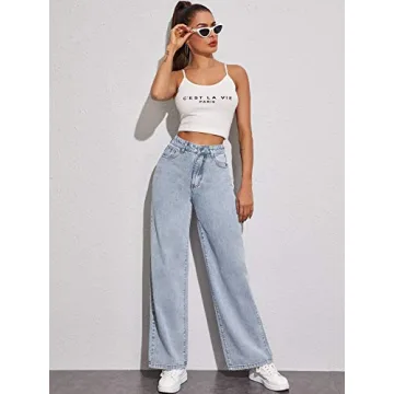 SOLY HUX Women's High Waisted Wide Leg Jeans - Casual Style