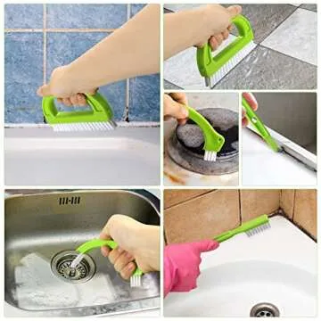 LeeLoon Hand-held Dustpans Grout Brush Groove Gap Cleaning Tools Set, 5 Pack, Green, ABS Plastic, Polypropylene