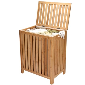 2LB Depot Laundry Hamper - 25x20x13-Inch Waterproof Bamboo Laundry Basket with Lid - Clothes Hamper ...