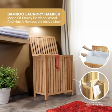 Stylish 2LB Depot Bamboo Laundry Hamper with Lid