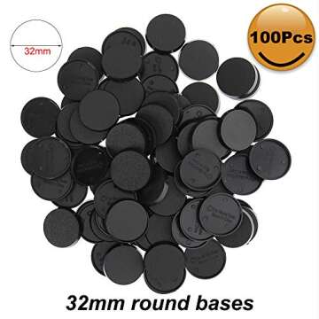 Evemodel MB432 100pcs Round Plastic Model Bases 32mm or 1.3inch for Gaming Miniatures or Wargames Table Games