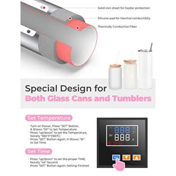 Findcolor Pro Tumbler Heat Press - 11-30 OZ Custom Crafting