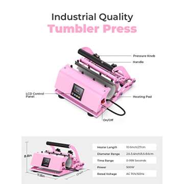 Findcolor Pro Tumbler Heat Press - 11-30 OZ Custom Crafting