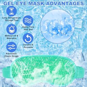2Pack Cold Cooling Eye Mask, Reusable Gel Hot/Colder Therapy Bead with Plush Backing for Headache,Pu...