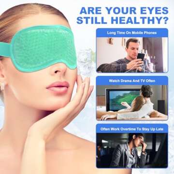 2Pack Cold Cooling Eye Mask, Reusable Gel Hot/Colder Therapy Bead with Plush Backing for Headache,Puffiness,Migraine,Stress Relief,Skin Care and Dry(Green)