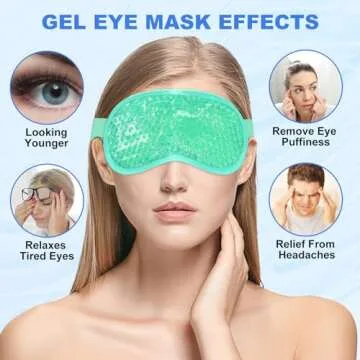 2Pack Cold Cooling Eye Mask, Reusable Gel Hot/Colder Therapy Bead with Plush Backing for Headache,Puffiness,Migraine,Stress Relief,Skin Care and Dry(Green)