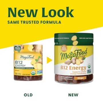 ​MegaFood Vitamin B12 Energy Gummies - Vegan - With Methyl B12 Vitamins to Support Cellular Energy Production - Ginger - Daily Vitamin B12 Supplement - USDA Organic - 70 Gummies, 35 Servings