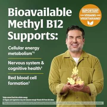 ​MegaFood Vitamin B12 Energy Gummies - Vegan - With Methyl B12 Vitamins to Support Cellular Energy Production - Ginger - Daily Vitamin B12 Supplement - USDA Organic - 70 Gummies, 35 Servings