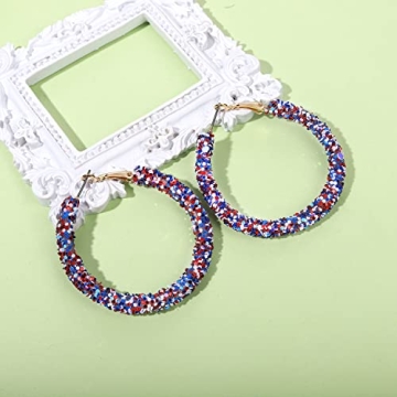 Glittering Hoop Earrings for Independence Day Celebration
