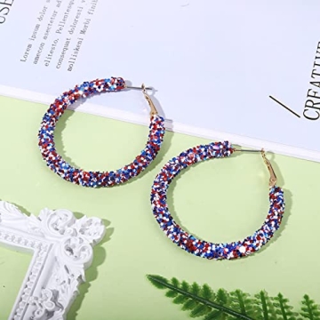 Glittering Hoop Earrings for Independence Day Celebration