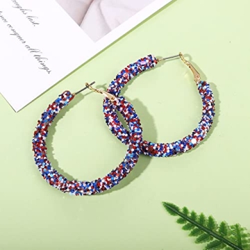 Glittering Hoop Earrings for Independence Day Celebration