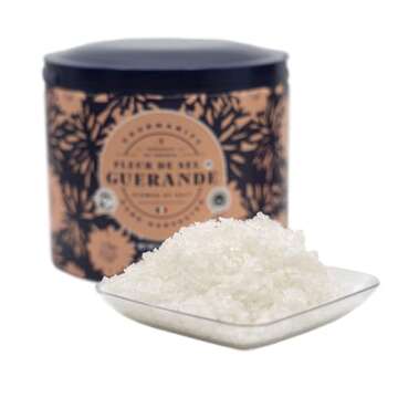 Gourmanity Fleur De Sel De Guerande, Premium Hand Harvested Finishing Salt - Authentic French Sea Sel, Ideal for Gourmet Cooking, Baking and Seasoning, 4.4 oz