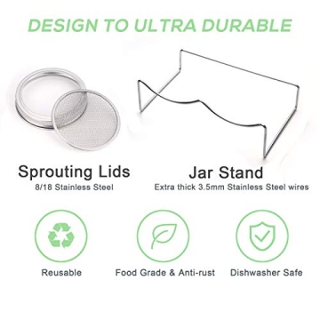 Sprouting Jar Kit with Stainless Steel Lids for Home Sprouting