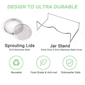 Sprouting Jar Kit with Stainless Steel Lids for Home Sprouting