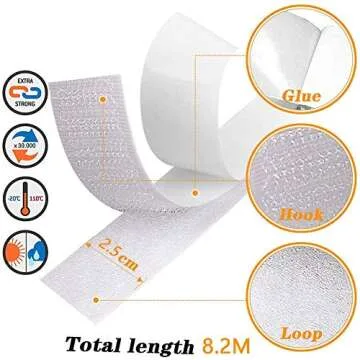 Hompie 27Ft x 1 Inch Self Adhesive Strips, Heavy Duty Strong Back Sticky Fastening Tape,Nylon Fabric...