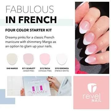 Revel Nail Starter Dip Powder Kit - 4 Color Dip Powder Nail Kit, Manicure Set with Dip Nail Powder a...