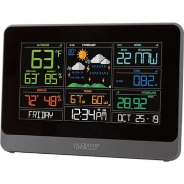 La Crosse Technology C83100-INT WiFi Professional Weather Station, Indoor/Outdoor Temperature and Hu...